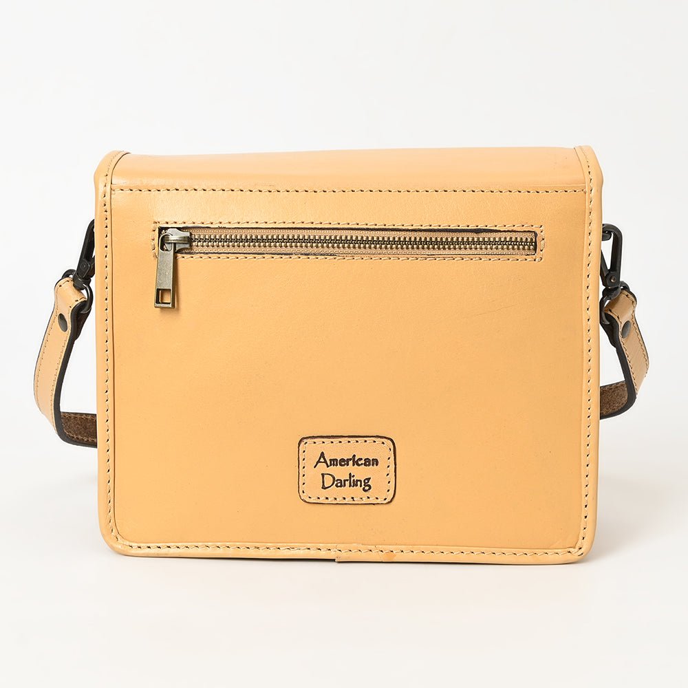 American Darling Hand-Tooled Hair-On Genuine Leather Crossbody Bag