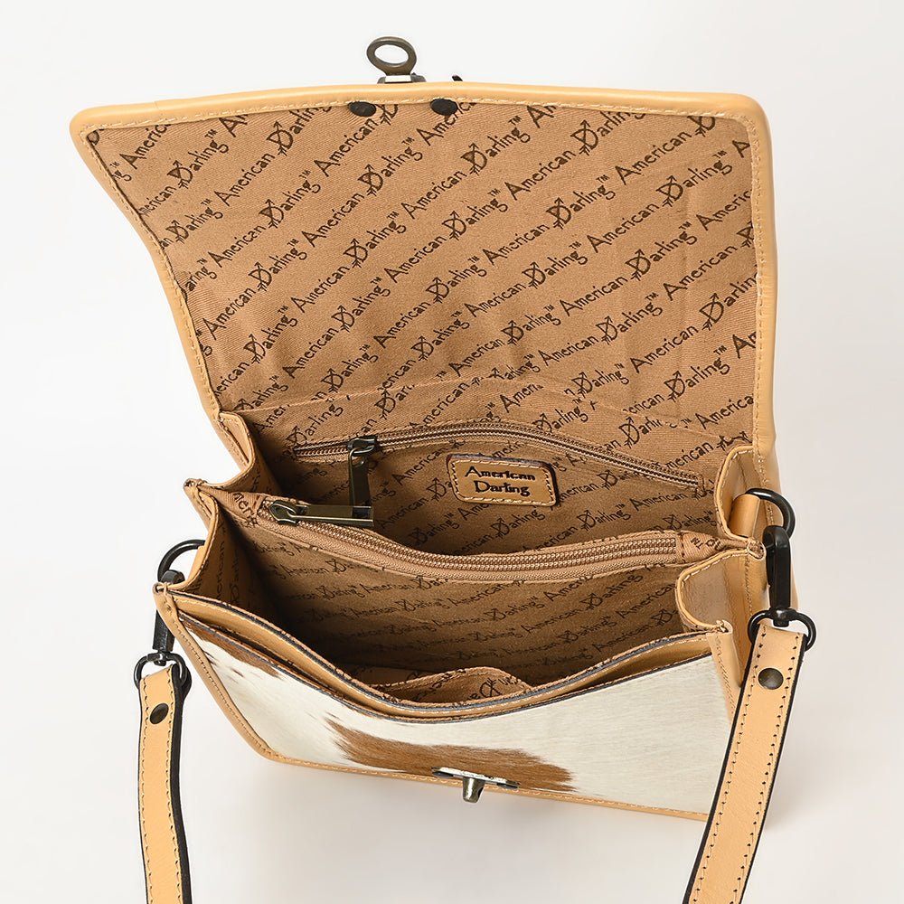 American Darling Hand-Tooled Hair-On Genuine Leather Crossbody Bag