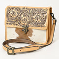 American Darling Hand-Tooled Hair-On Genuine Leather Crossbody Bag