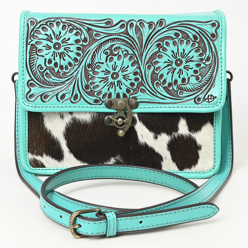American Darling Hand-Tooled Hair-On Genuine Leather Crossbody Bag