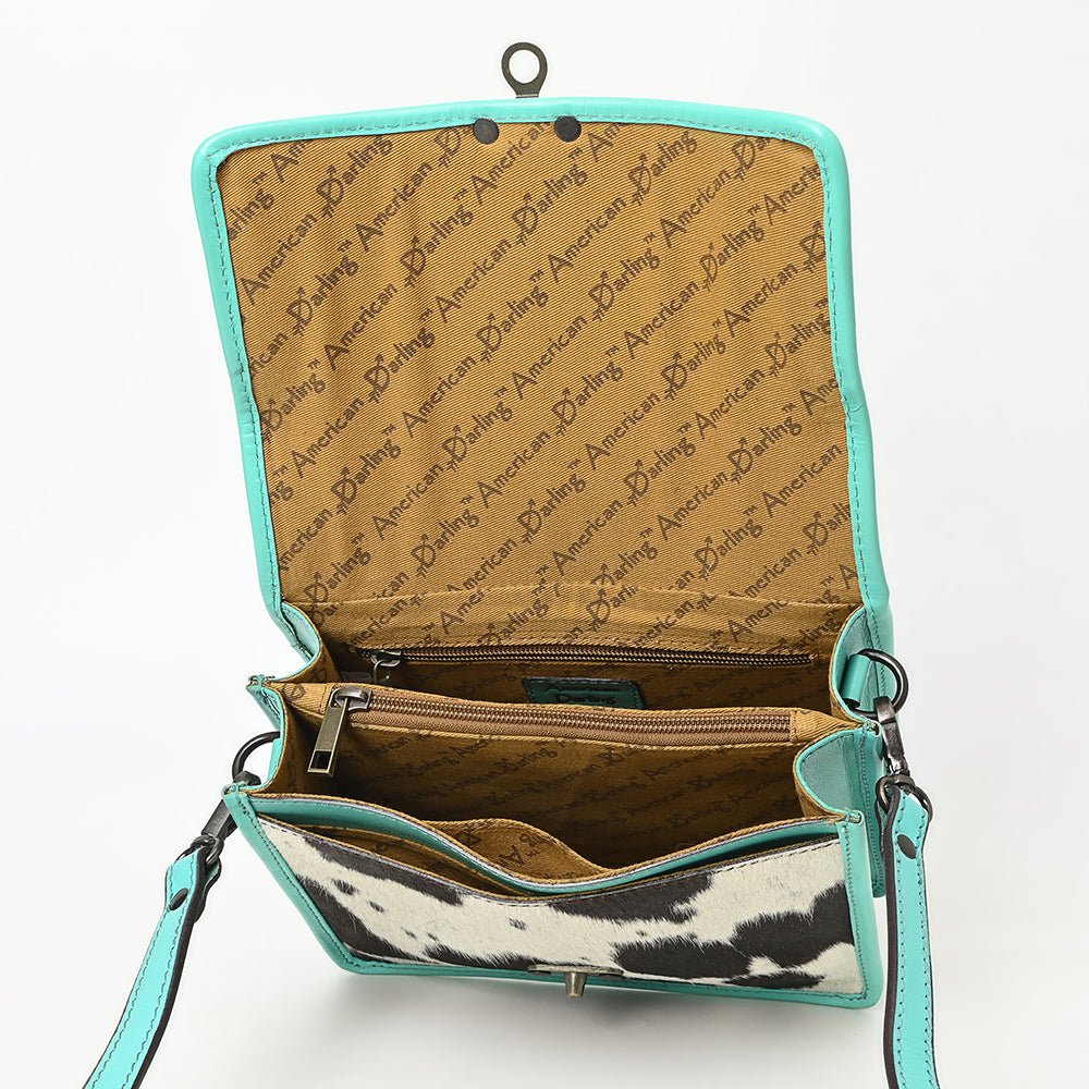 American Darling Hand-Tooled Hair-On Genuine Leather Crossbody Bag