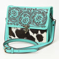 American Darling Hand-Tooled Hair-On Genuine Leather Crossbody Bag