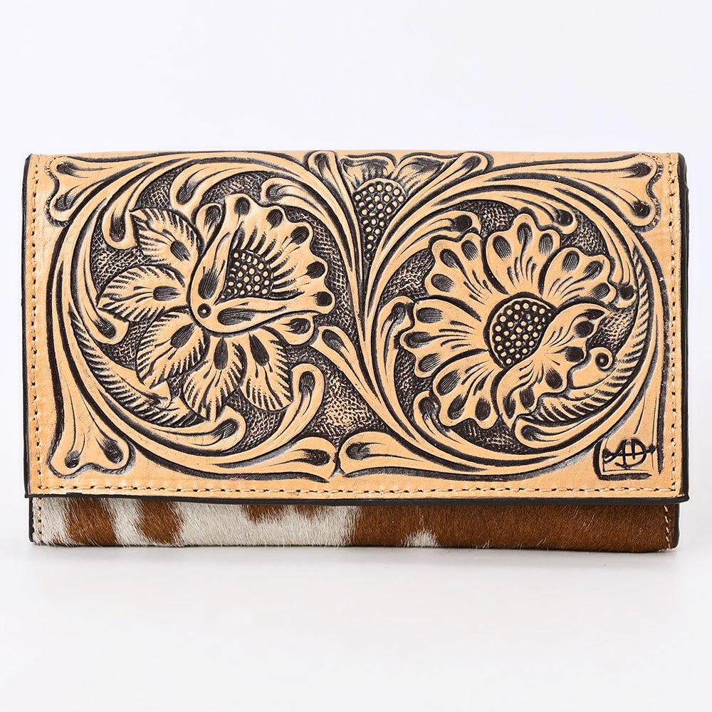 American Darling Hand-Tooled Hair-On Genuine Leather Wallet