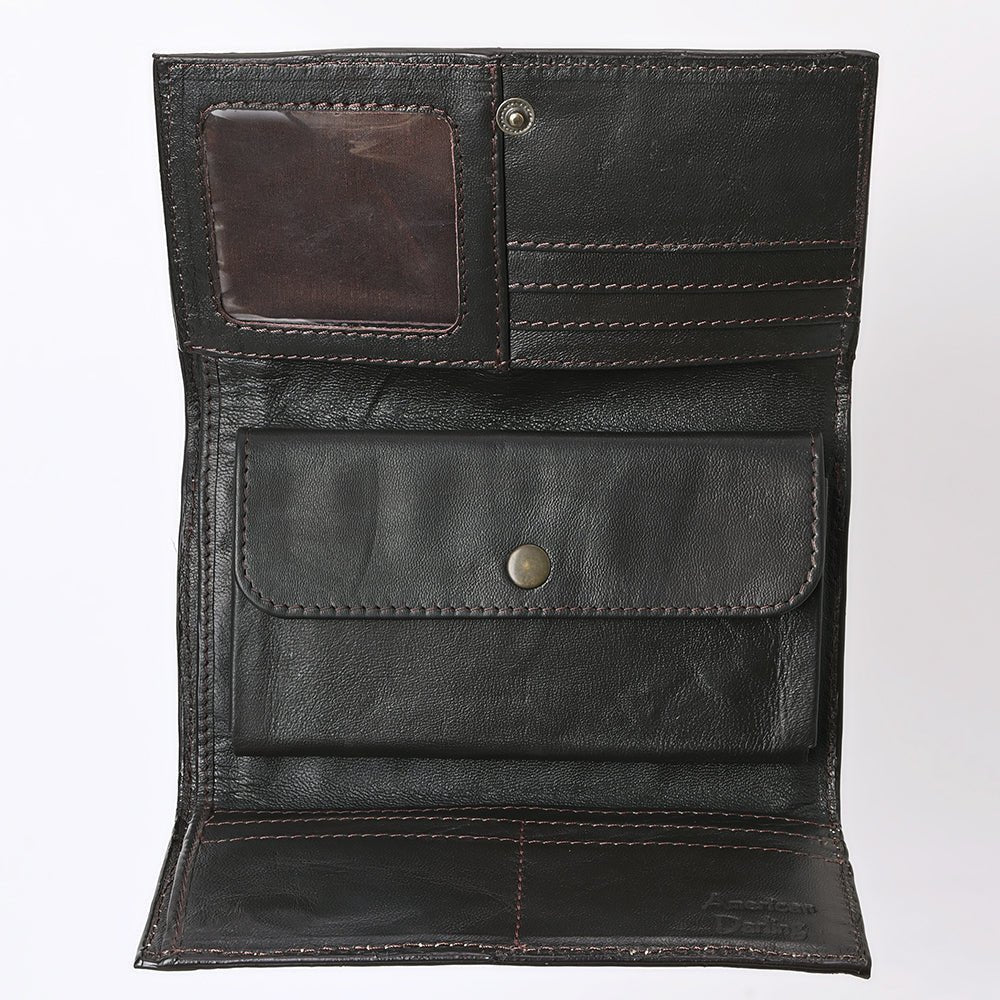 American Darling Hand-Tooled Hair-On Genuine Leather Wallet