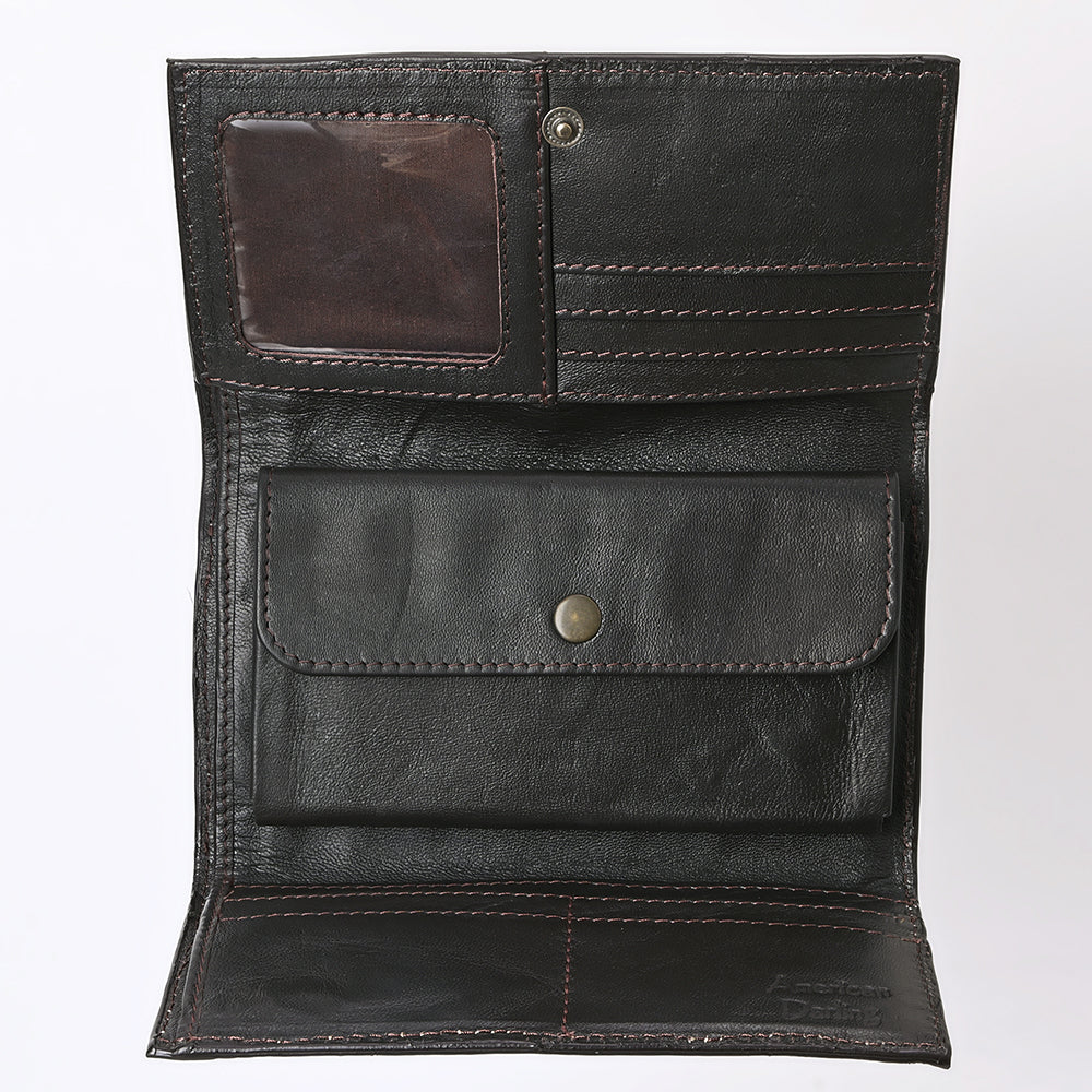 American Darling Wallet Hand Tooled Hair on Genuine Leather Western Women Bag | Handbag Purse Wallet| Wristlet