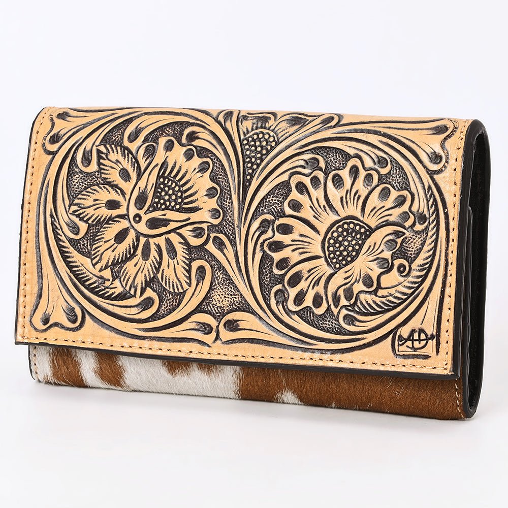 American Darling Hand-Tooled Hair-On Genuine Leather Wallet