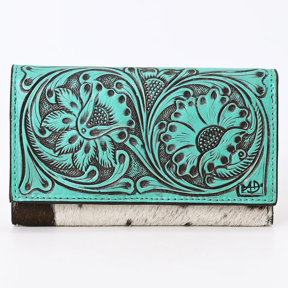 American Darling Hand-Tooled Hair-On Genuine Leather Wallet