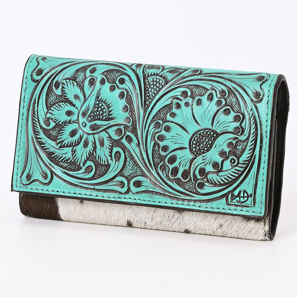 American Darling Hand-Tooled Hair-On Genuine Leather Wallet