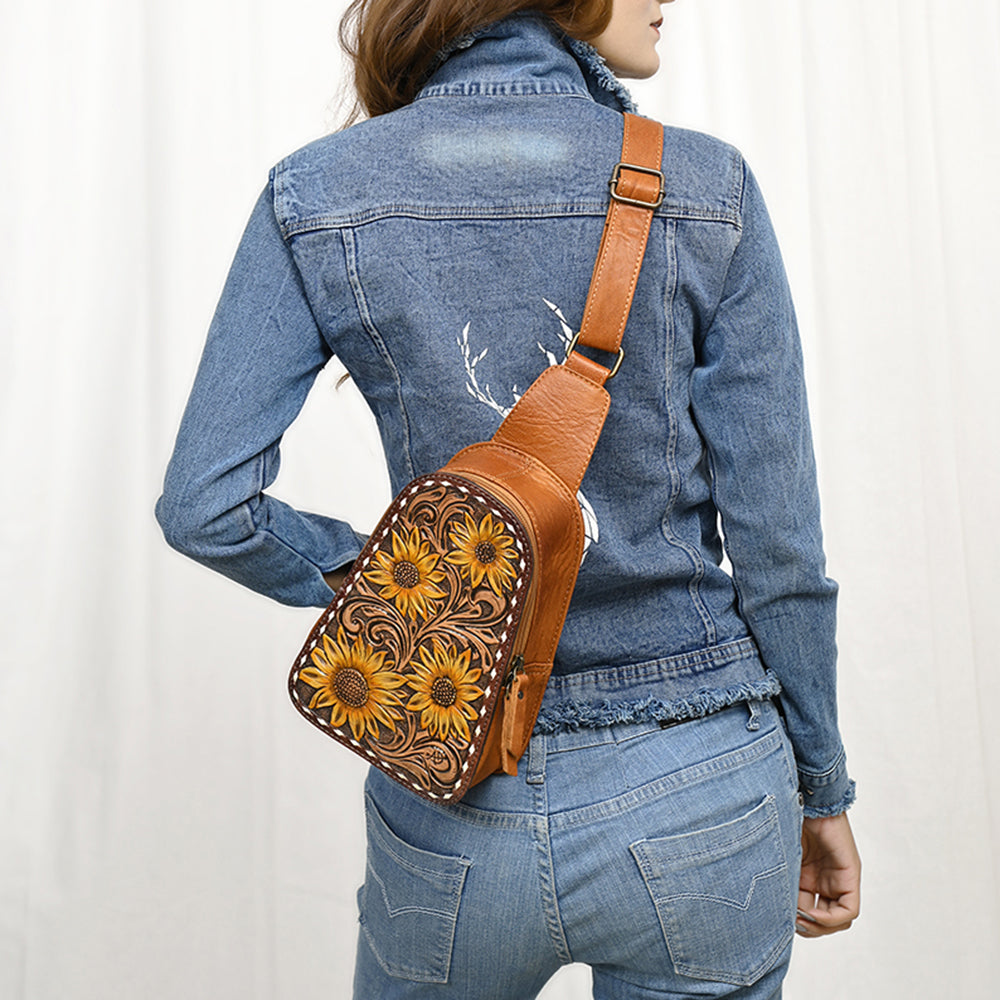 American Darling Sling Hand Tooled Genuine Leather