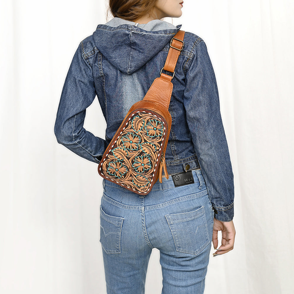 American Darling Sling Hand Tooled Genuine Leather