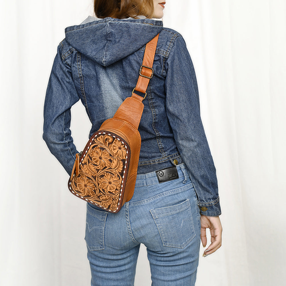 American Darling Sling Hand Tooled Genuine Leather