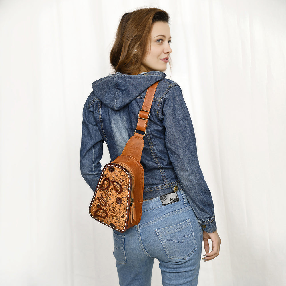 American Darling Sling Hand Tooled Genuine Leather