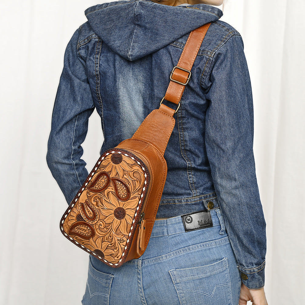 American Darling Sling Hand Tooled Genuine Leather