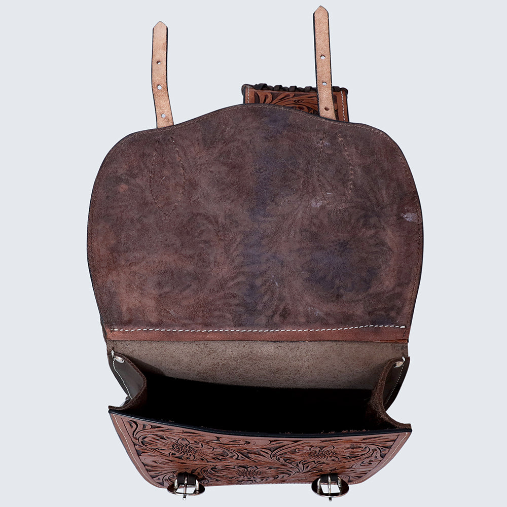 Hilason Western Horse Floral Heavy-duty Trail Ride Genuine Leather Saddle Bag