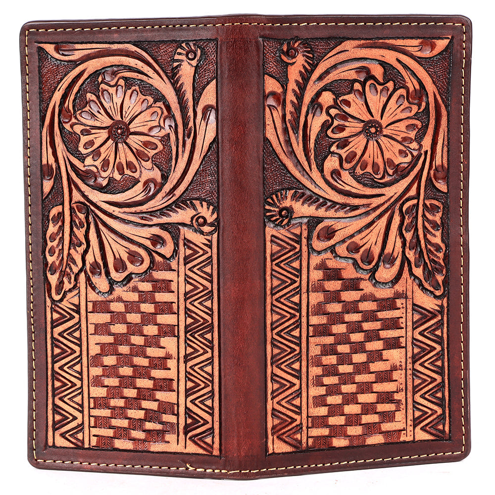 Bar H Equine Women Floral Hand Tooled Genuine Leather Western Handbag Wallet Purse