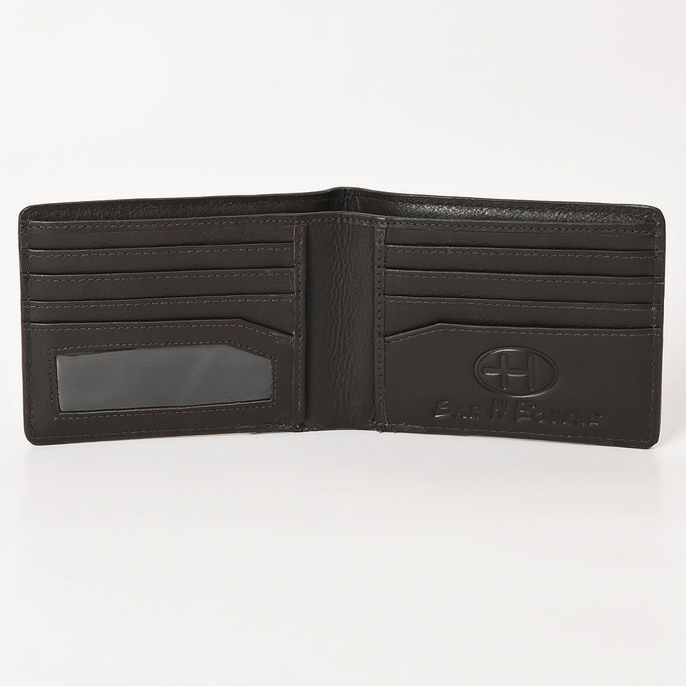BAR H EQUINE Rodeo Floral Bifold & Trifold Wallet For Men Women HairOn Genuine Leather Tan