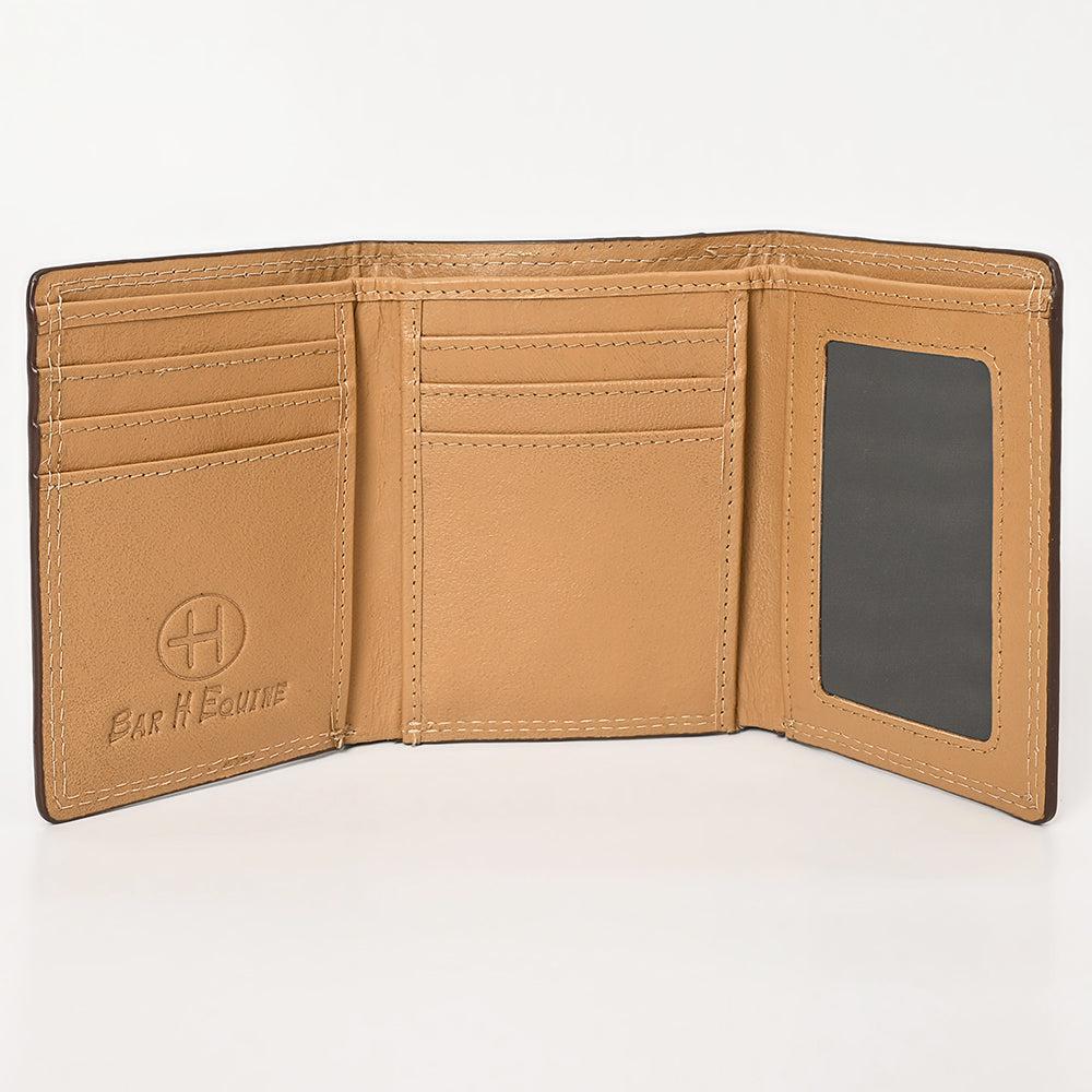 BAR H EQUINE Rodeo Floral Bifold & Trifold Wallet For Men Women HairOn Genuine Leather Brown