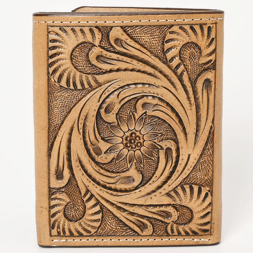 BAR H EQUINE Rodeo Floral Bifold & Trifold Wallet For Men Women HairOn Genuine Leather Brown
