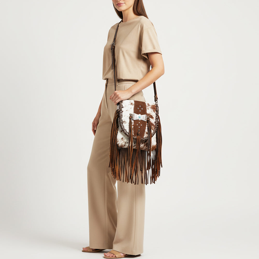 American Darling Messenger Hair On Genuine Leather Western Women Bag Handbag Purse | for Cute