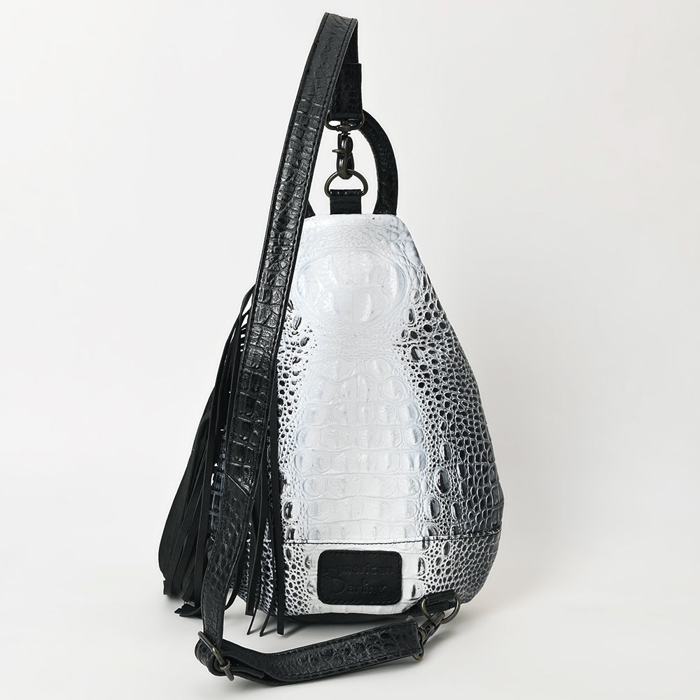 American Darling Sling Hand Tooled Crocodile Embossed Genuine Leather