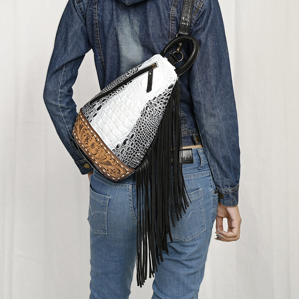 American Darling Sling Hand Tooled Crocodile Embossed Genuine Leather
