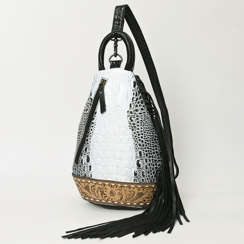 American Darling Sling Hand Tooled Crocodile Embossed Genuine Leather