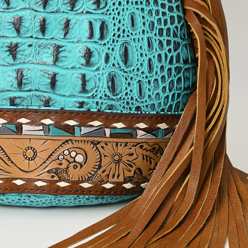 American Darling Sling Hand Tooled Crocodile Embossed Genuine Leather