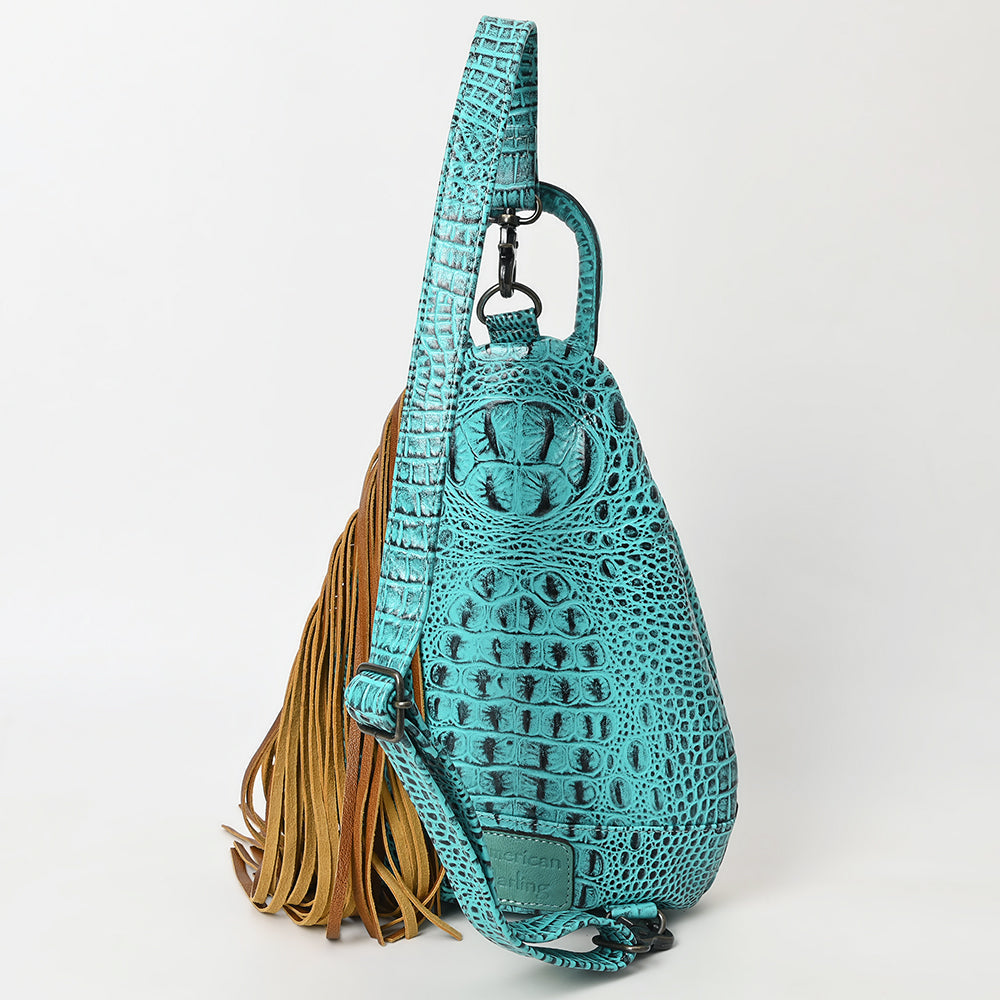 American Darling Sling Hand Tooled Crocodile Embossed Genuine Leather