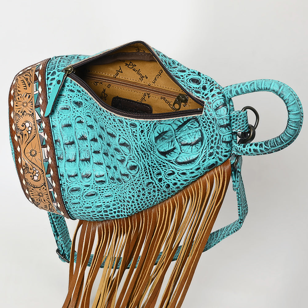 American Darling Sling Hand Tooled Crocodile Embossed Genuine Leather