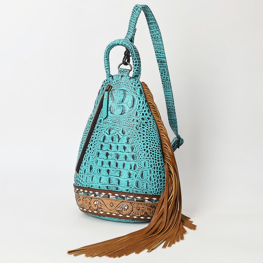 American Darling Sling Hand Tooled Crocodile Embossed Genuine Leather