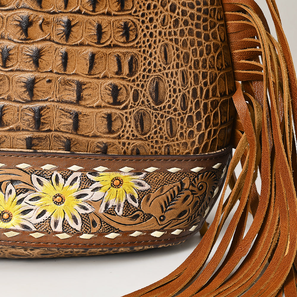 American Darling Sling Hand Tooled Crocodile Embossed Genuine Leather