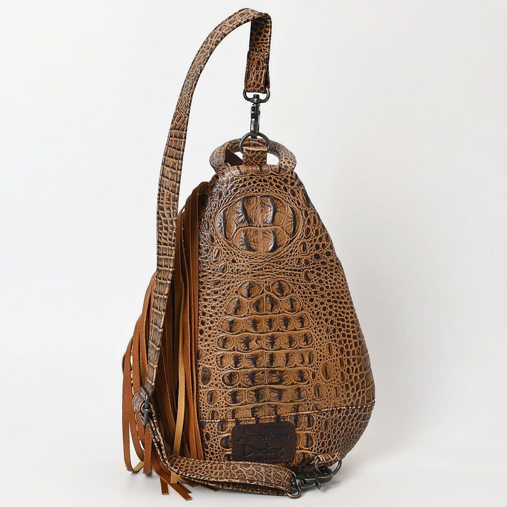 American Darling Sling Hand Tooled Crocodile Embossed Genuine Leather