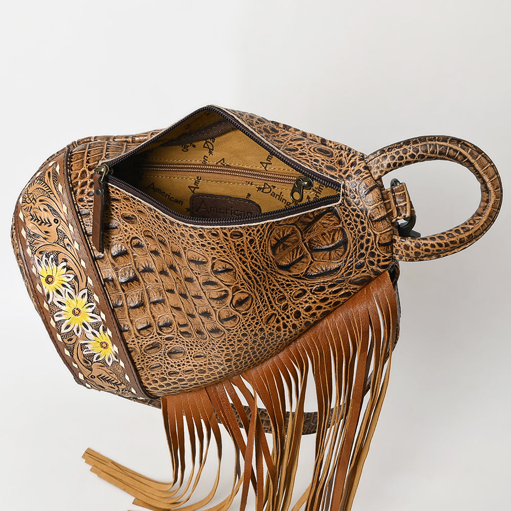 American Darling Sling Hand Tooled Crocodile Embossed Genuine Leather