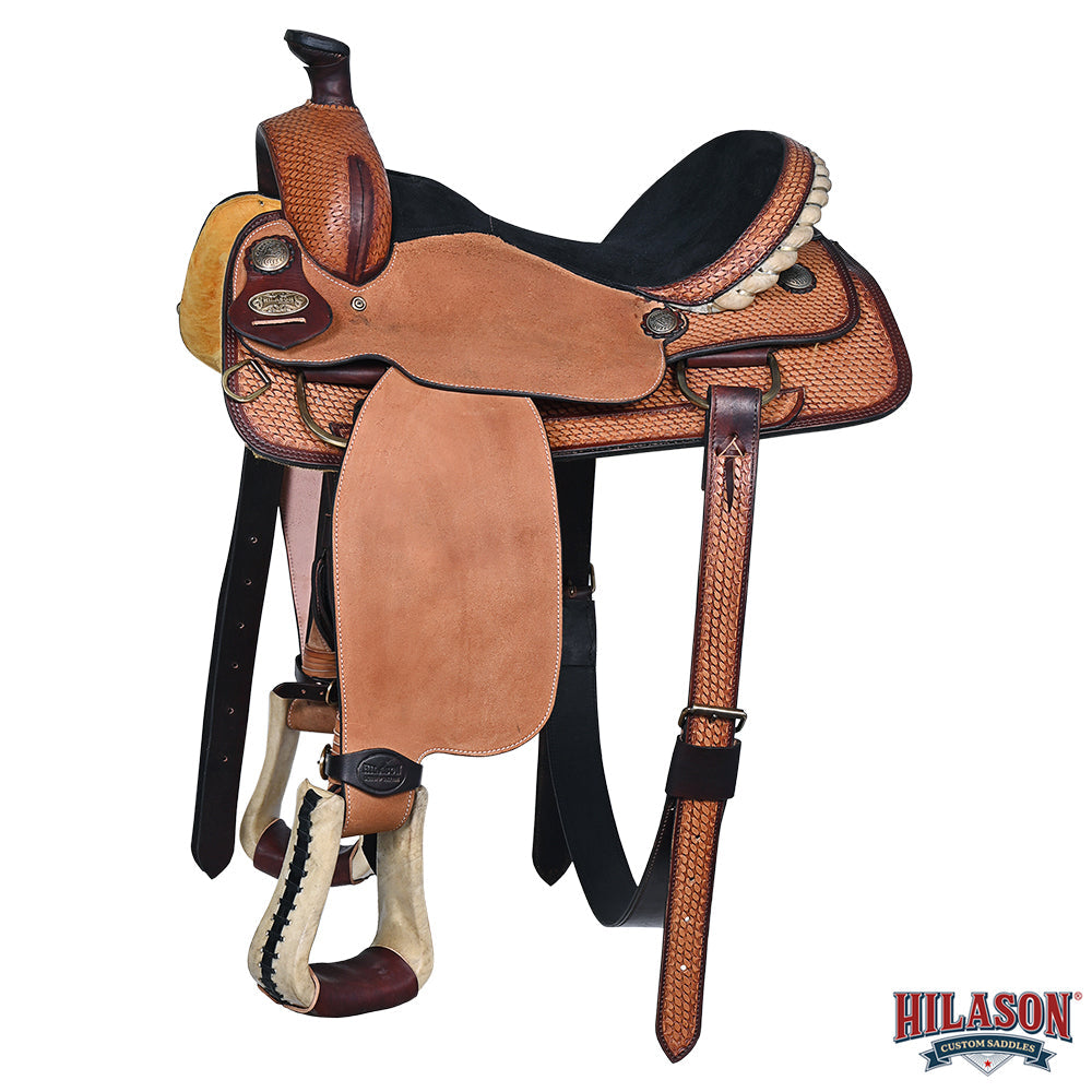 HILASON Western Horse Ranch Roping American Leather Saddle Brown