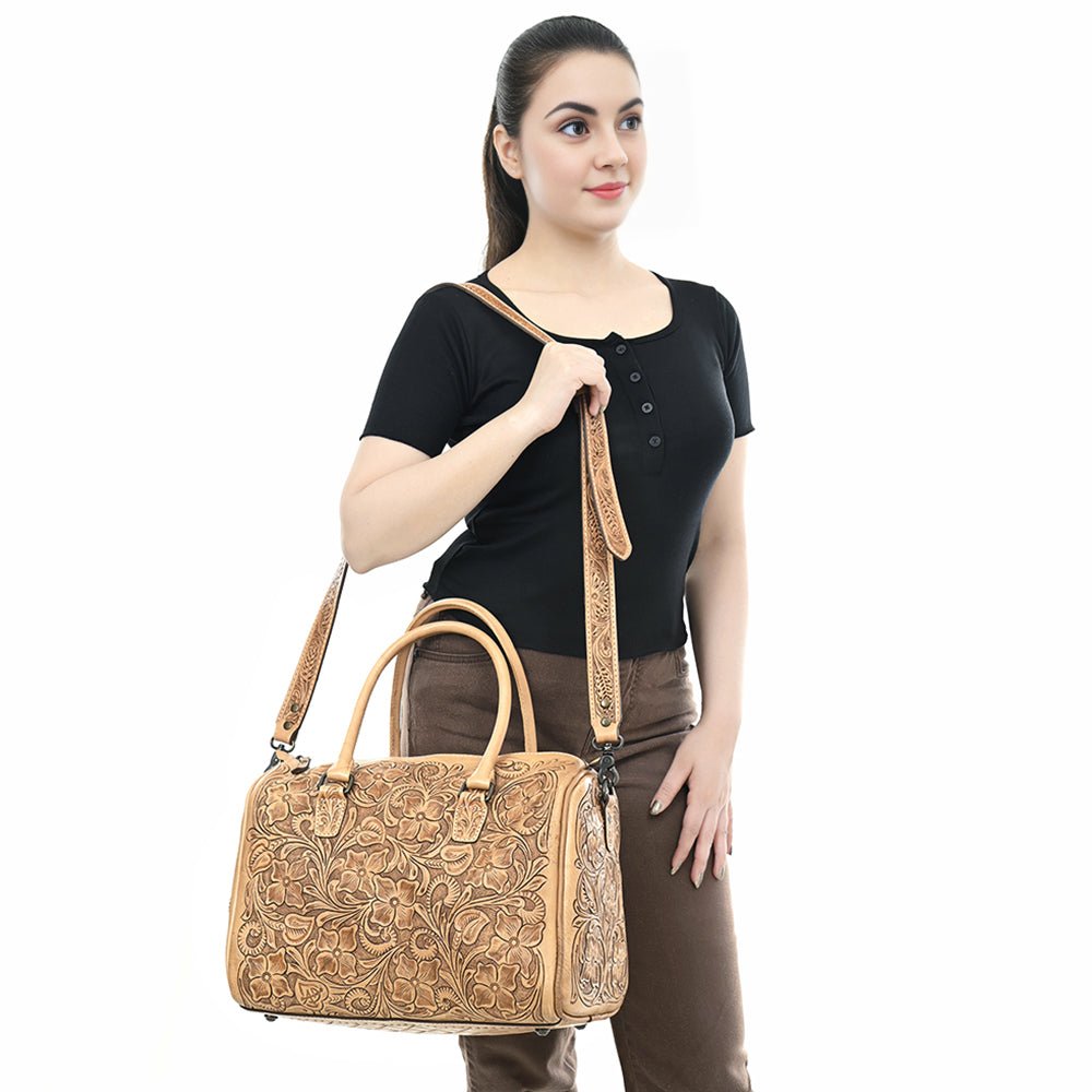 American Darling Duffel Hand Tooled Genuine Leather