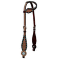 Bar H Equine Western Leather Horse Tack Set Basket Weave Carved Brown