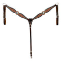 Bar H Equine Western Leather Horse Tack Set Basket Weave Carved Brown