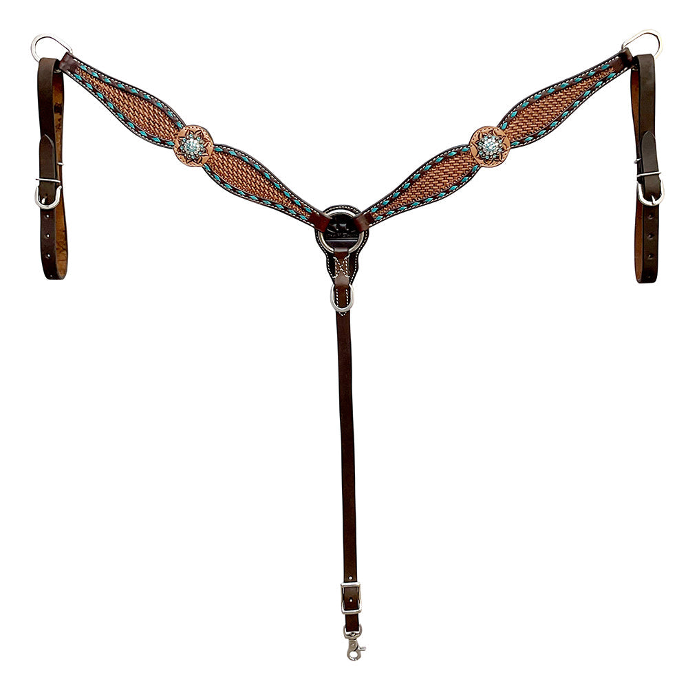 Bar H Equine Western Leather Horse Tack Set Basket Weave Carved Brown
