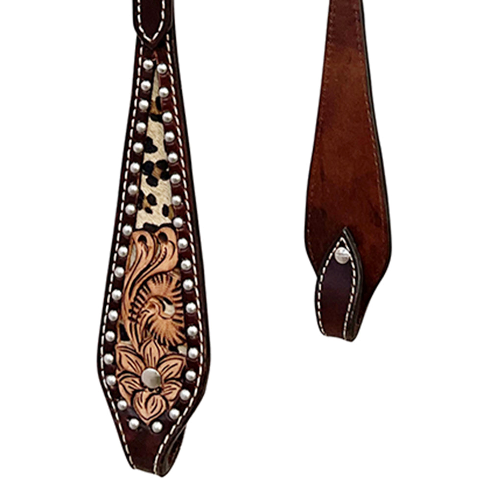 Bar H Equine Horse Genuine Leather Floral Carved Tack Set Brown
