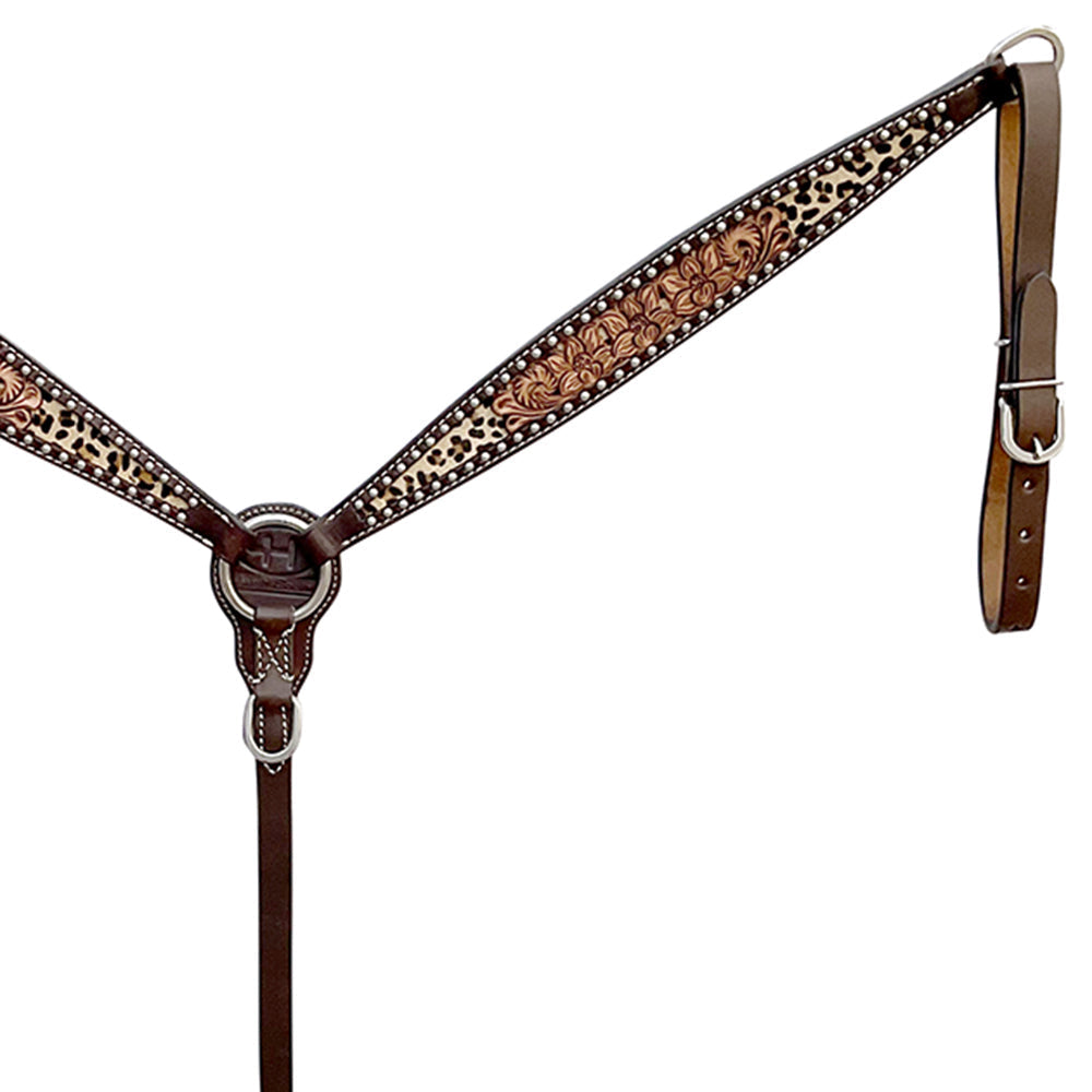 Bar H Equine Horse Genuine Leather Floral Carved Tack Set Brown