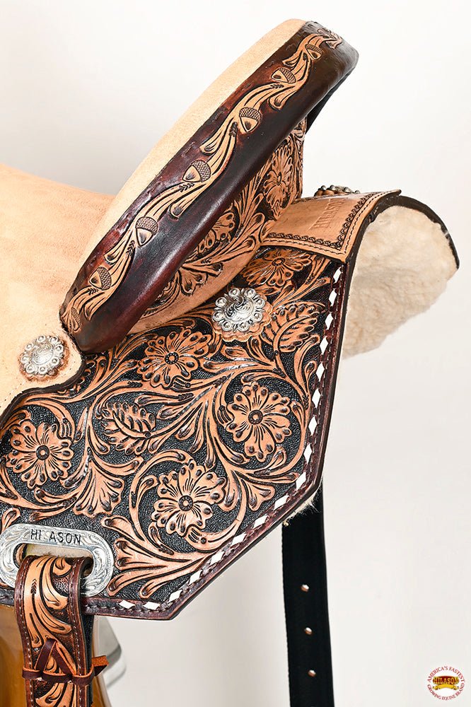 Flex Tree Western Horse Saddle In American Leather Barrel Trail Hilason