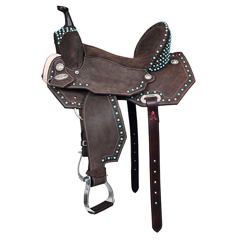 Hilason Western Horse Flex Tree Barrel Trail In Suede Leather Saddle & Biothane Tack Set