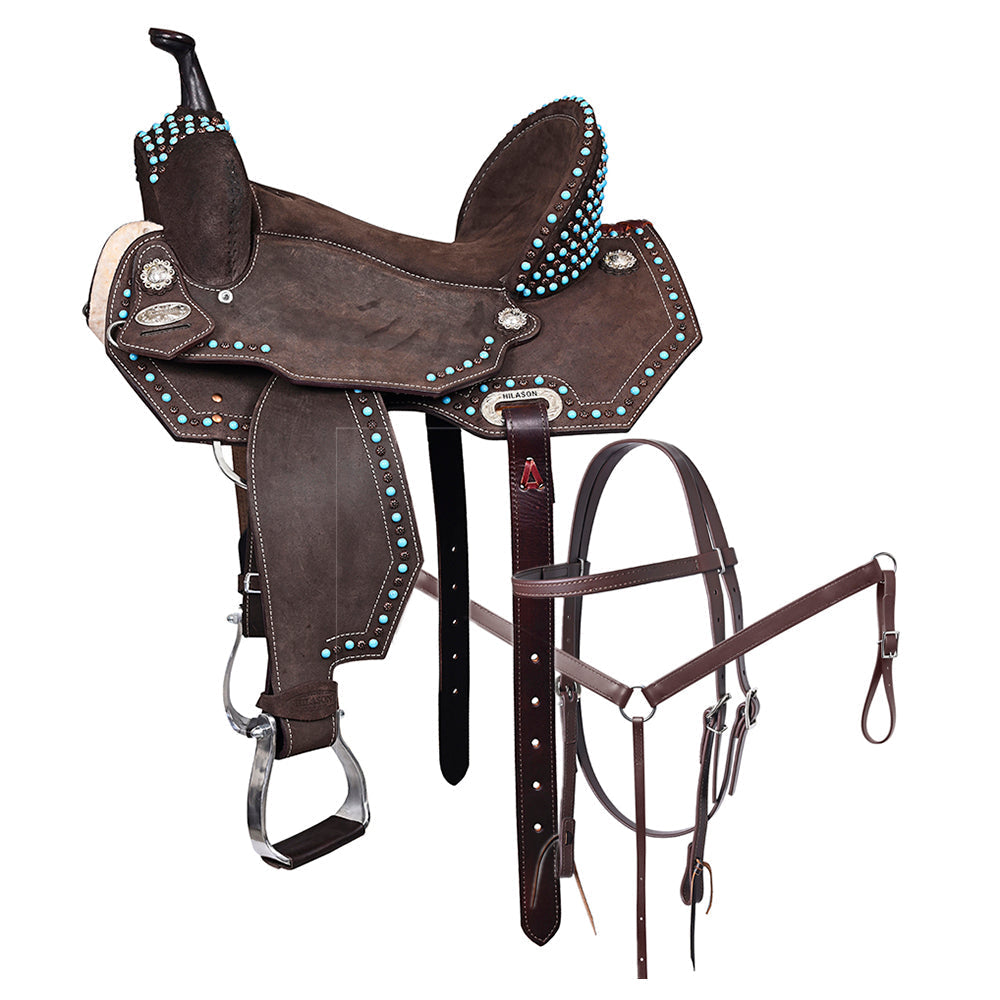 Hilason Flex-Tree Western Barrel & Trail Saddle with Biothane Tack