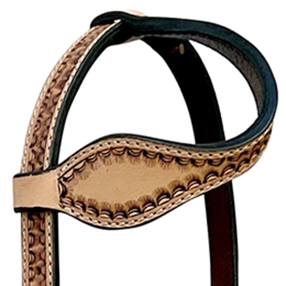 Bar H Equine Leather Horse Headstall Breast Collar & One Ear Headstall Tan