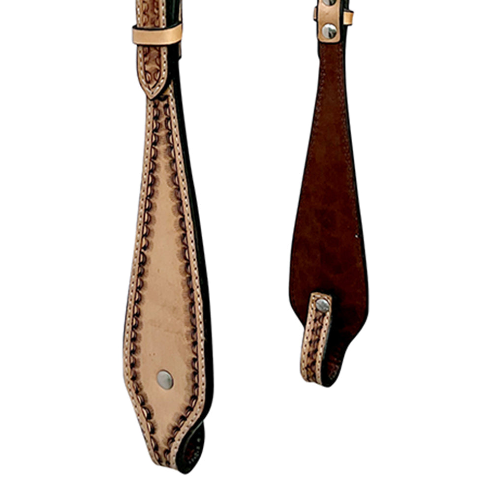 Bar H Equine Leather Horse Headstall Breast Collar & One Ear Headstall Tan