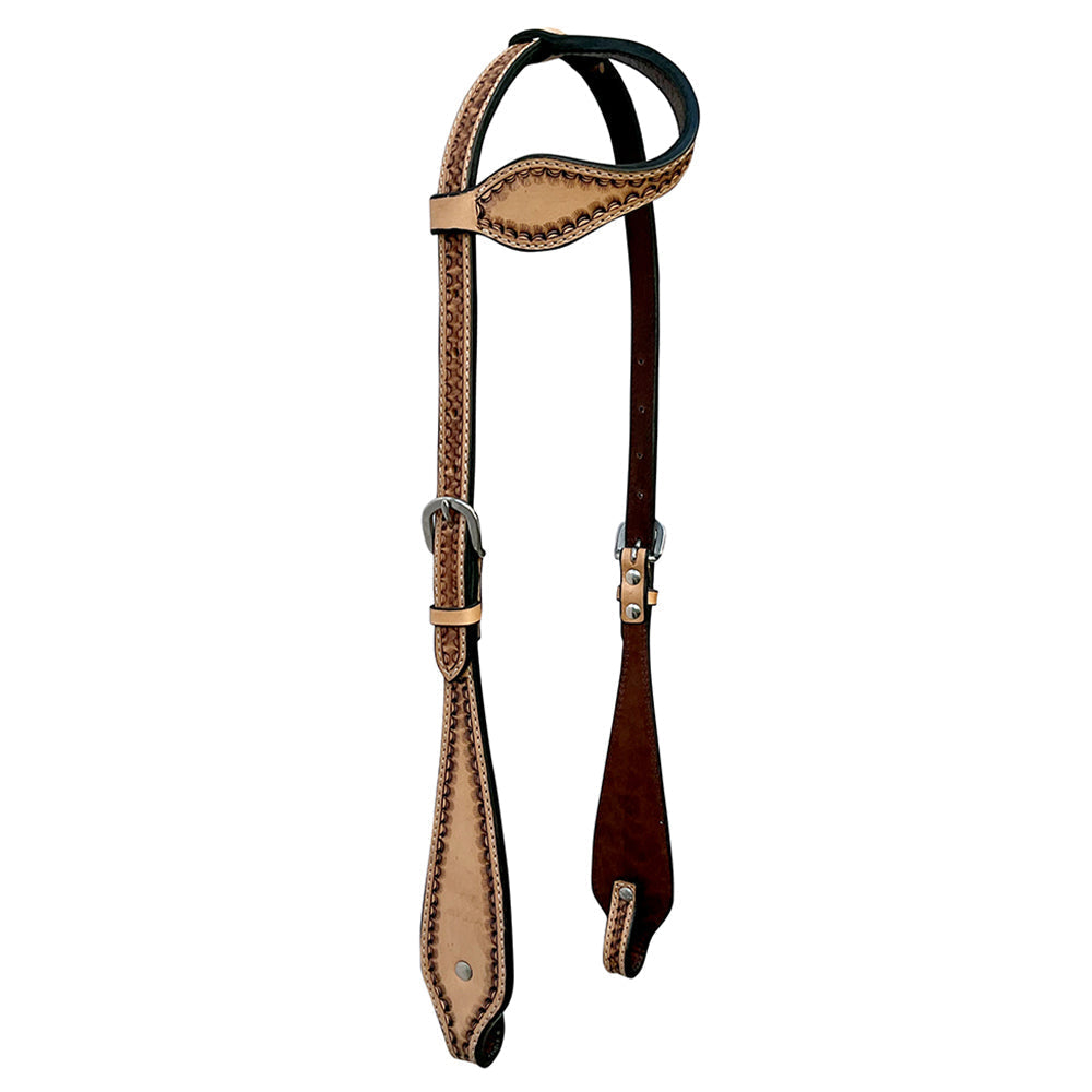 Bar H Equine Leather Horse Headstall Breast Collar & One Ear Headstall Tan