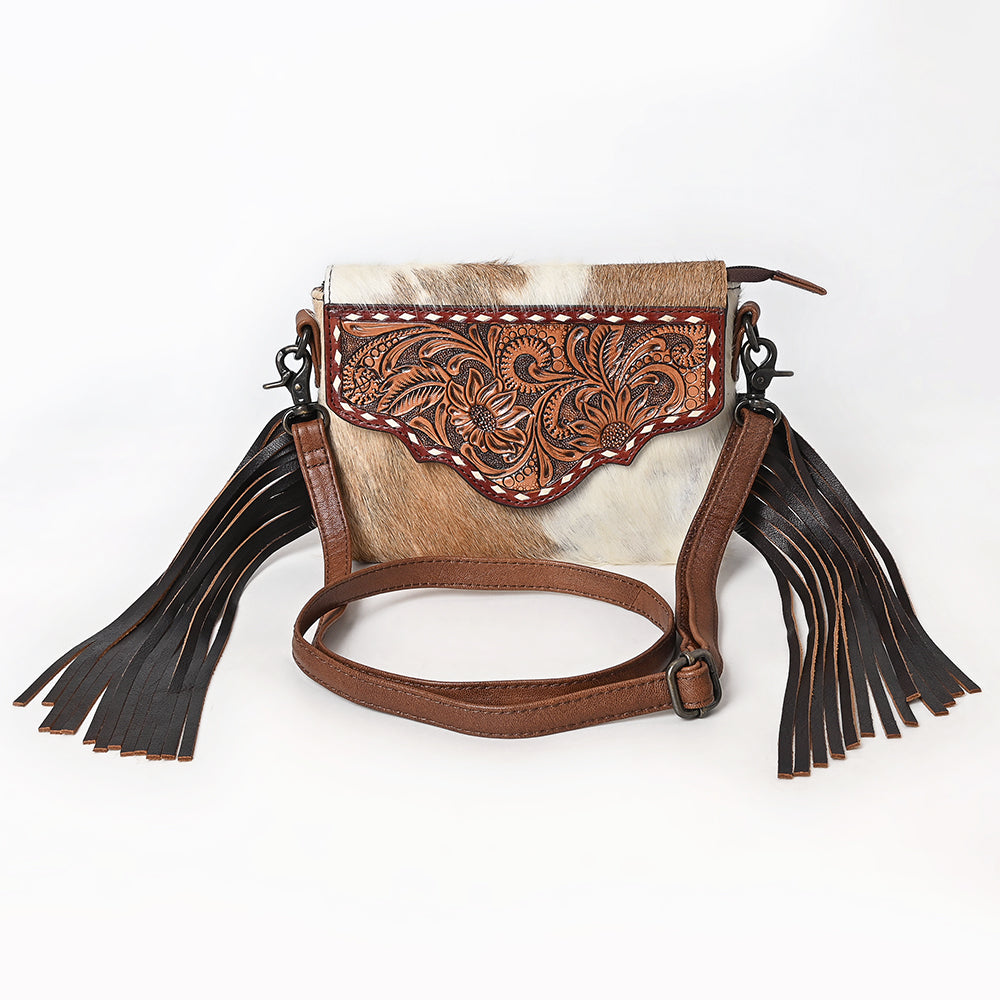 American Darling Hand-Tooled Hair-On Genuine Leather Envelope Bag