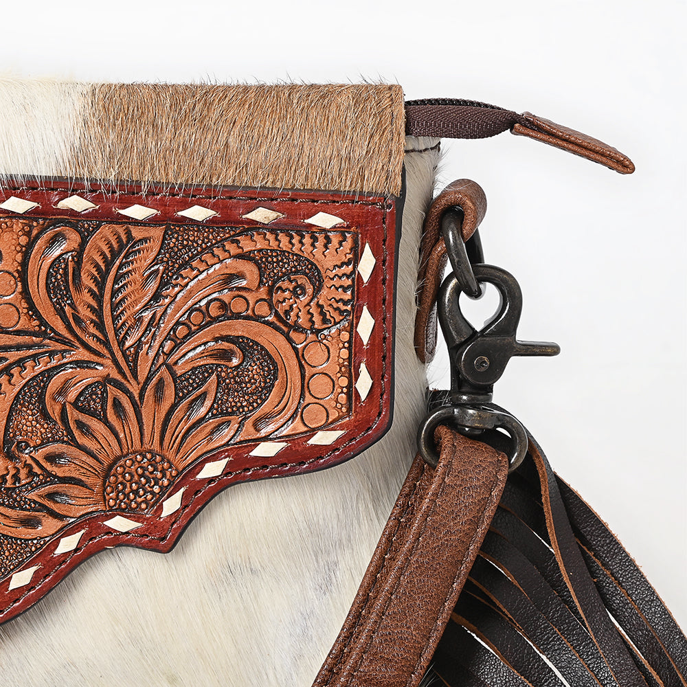 American Darling Hand-Tooled Hair-On Genuine Leather Envelope Bag
