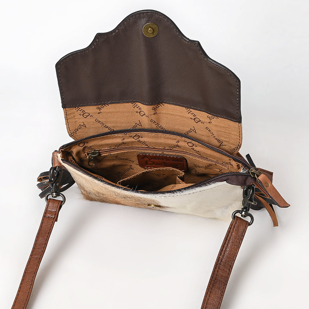 American Darling Hand-Tooled Hair-On Genuine Leather Envelope Bag