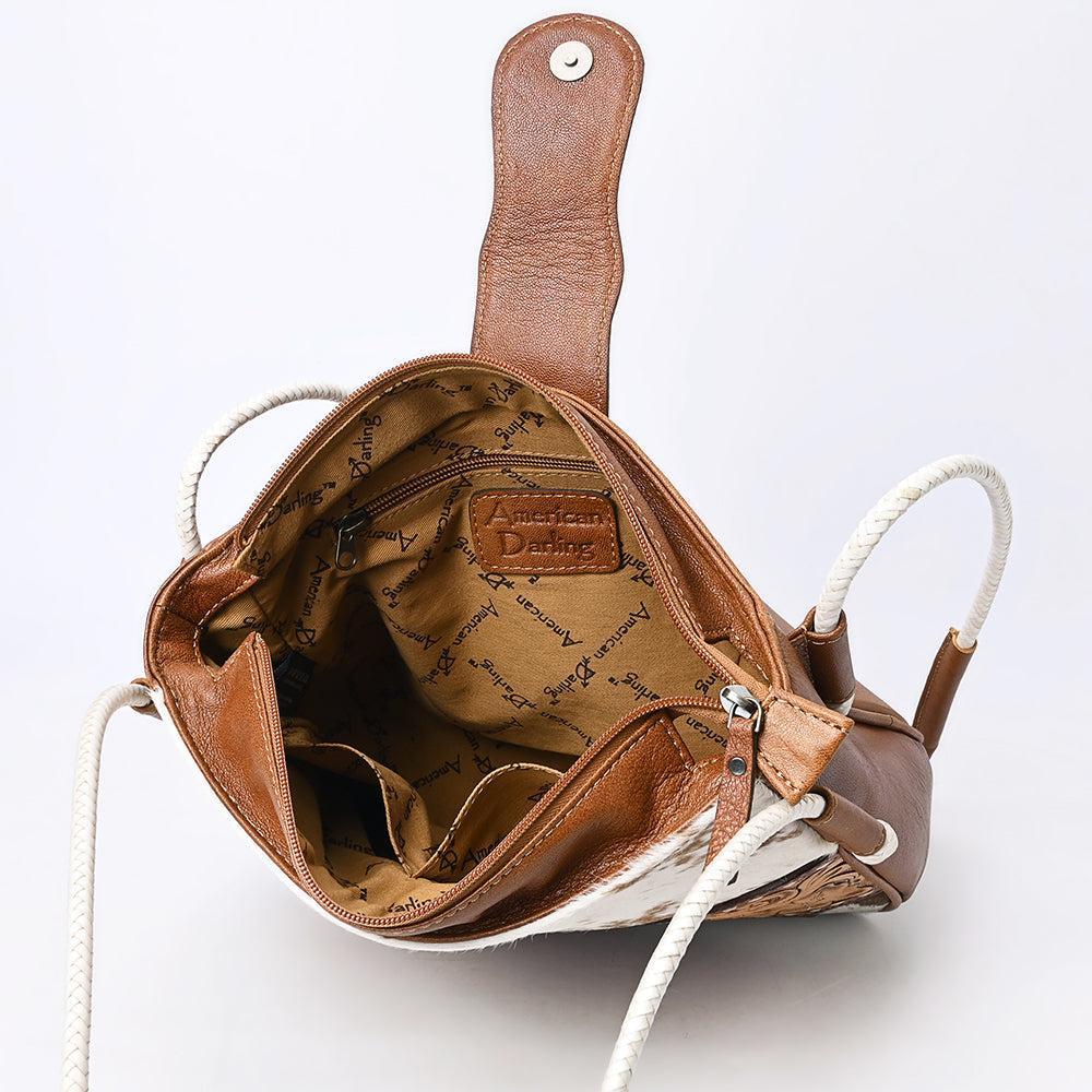 American Darling Hand-Tooled Hair-On Genuine Leather Crossbody Bag